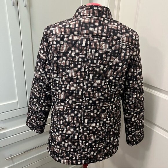 Like New NORTHERN REFLECTIONS Brown Black White Patterned Zipper Puffer Jacket - Picture 2 of 14
